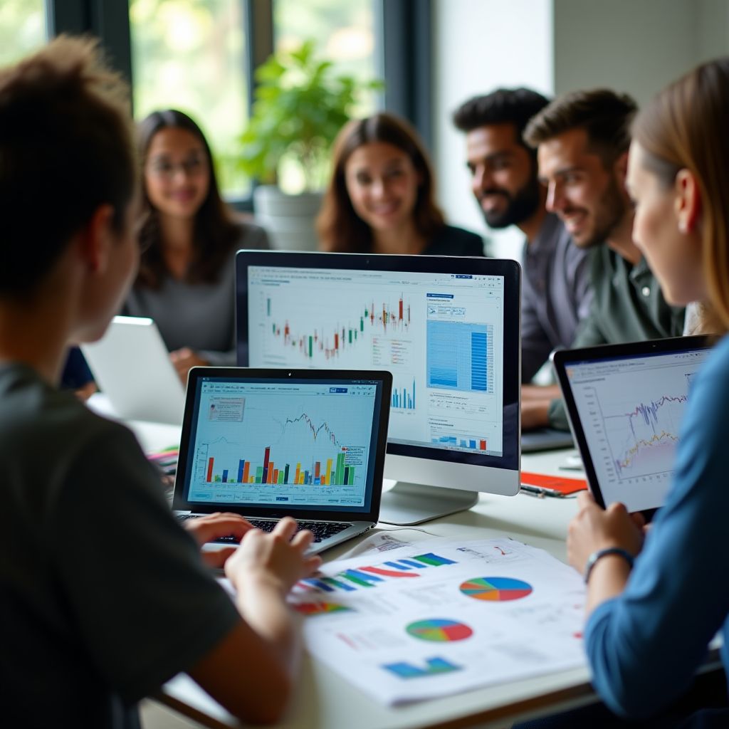 Estudiantes analizando mercado energético